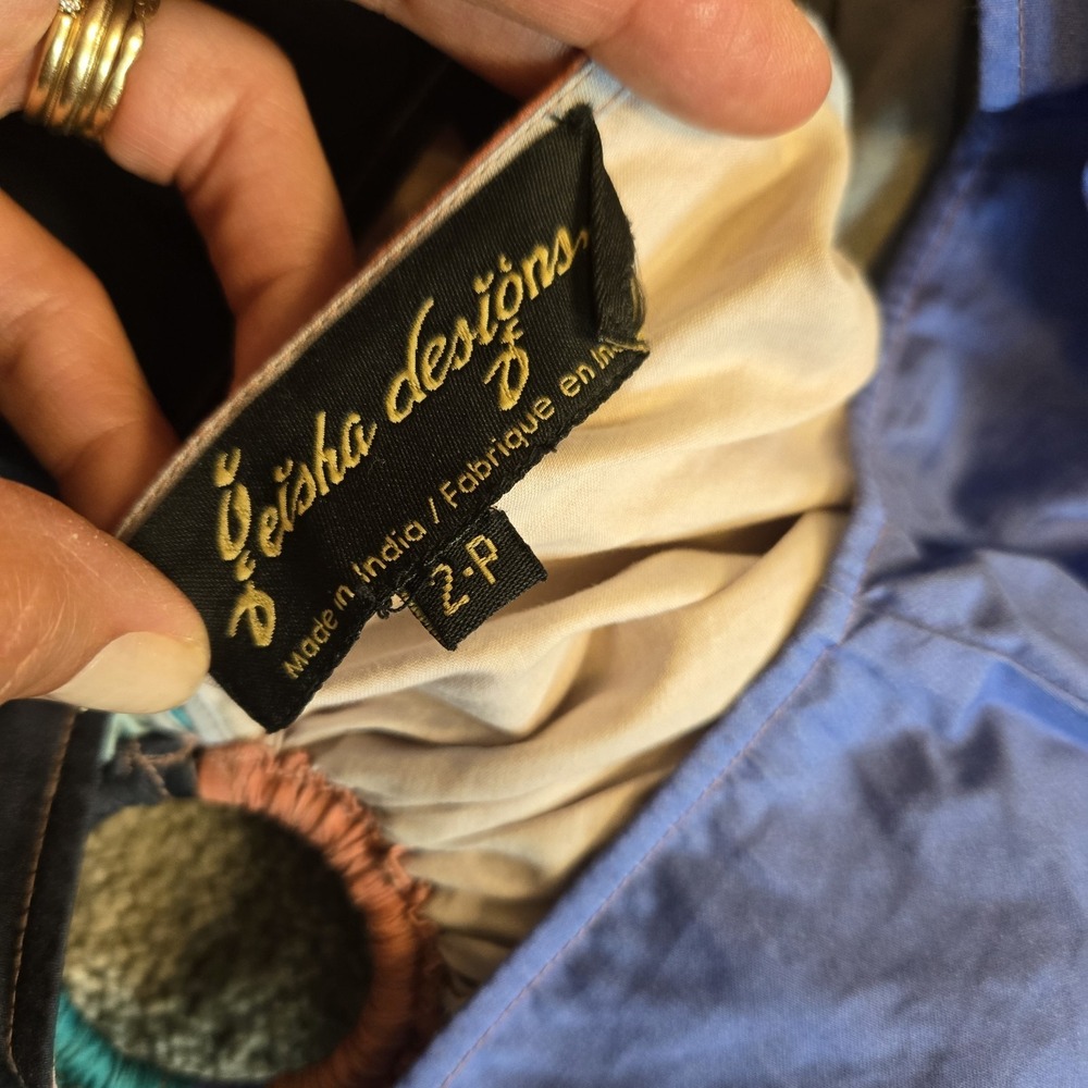 Anthropologie Flounced Cut-Out Maxi Dress size 2 Petite Colorblock 80s Tiered - Picture 5 of 7